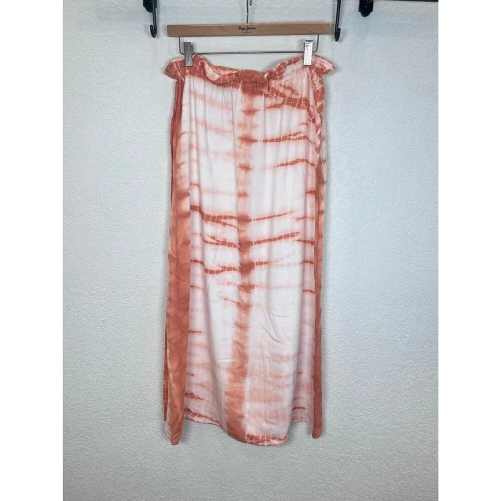 Emerson Fry India Collection Hand Tie Dye Terra Cotta Faux Wrap Midi Skirt sz Lg